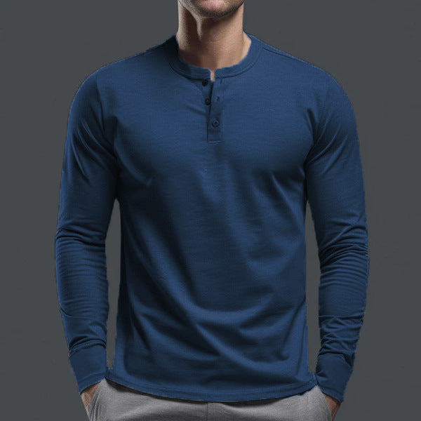 Herren nan schlank geschnittenes Langarmshirt mit verdeckter Knopfleiste aus Baumwollstretch und elastischen Bündchen Echo Archiv