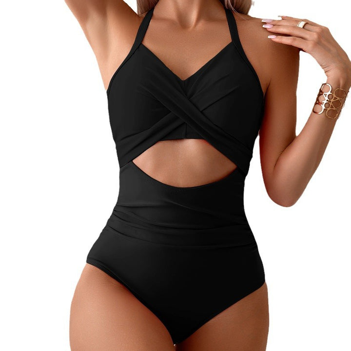 Damen Hochgeschnittener Cut-Out Badeanzug mit Kreuzträgern und figurformendem Design Echo Archiv