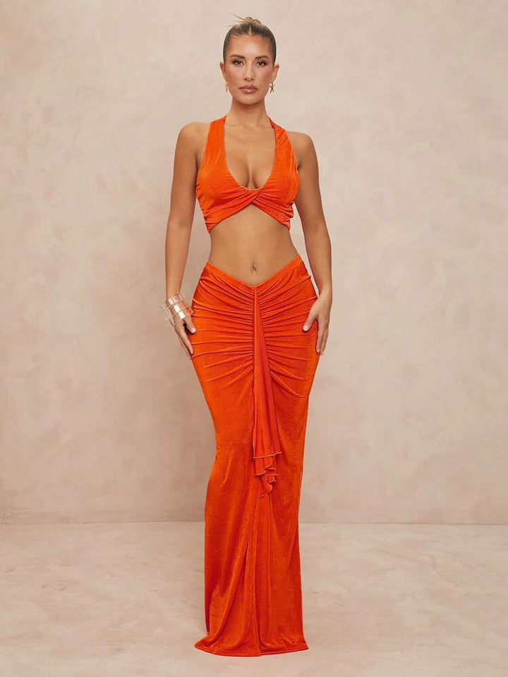 Damen Elegantes Wickelkleid mit Cut-Outs und fließendem Stoff Echo Archiv
