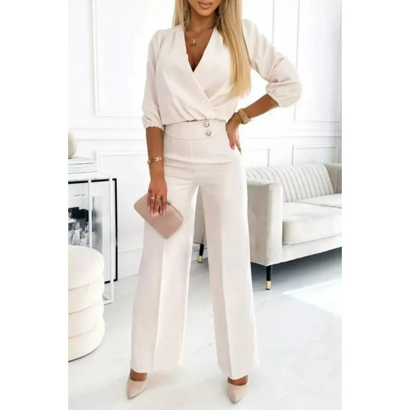 Damen elegantes Jumpsuit mit weiten Beinen Echoarchiv