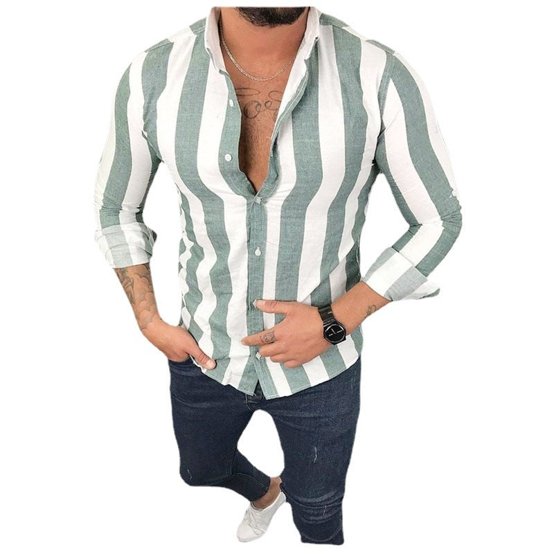 Herren Langarmhemd mit modernem Streifenmuster und stylishen Details Echoarchiv