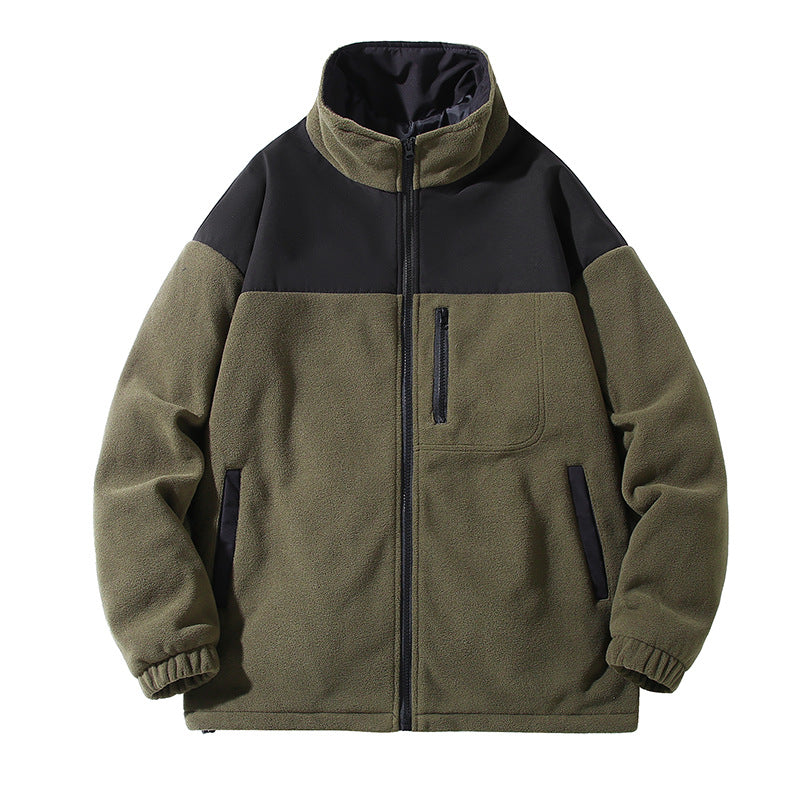 Herren Fleecejacke mit hohem Kragen und Reißverschlusstaschen Echoarchiv