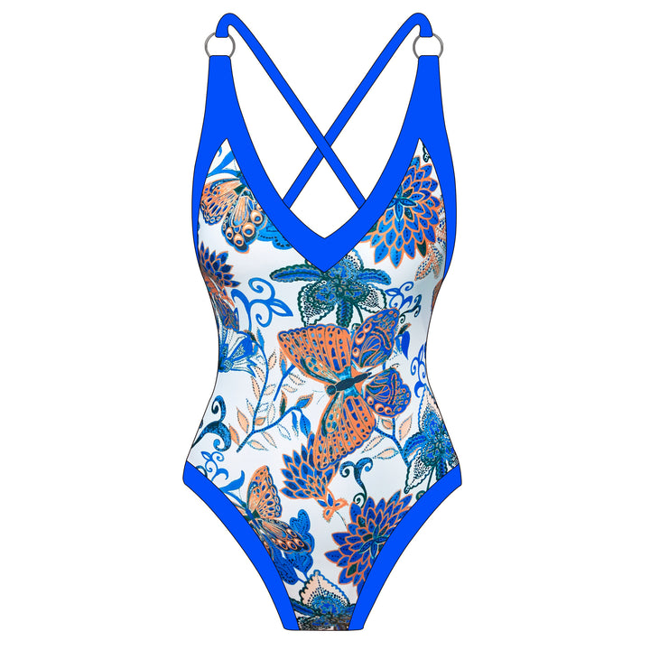 Damen Badeanzug mit floralem Design und passendem Strandrock Echo Archiv