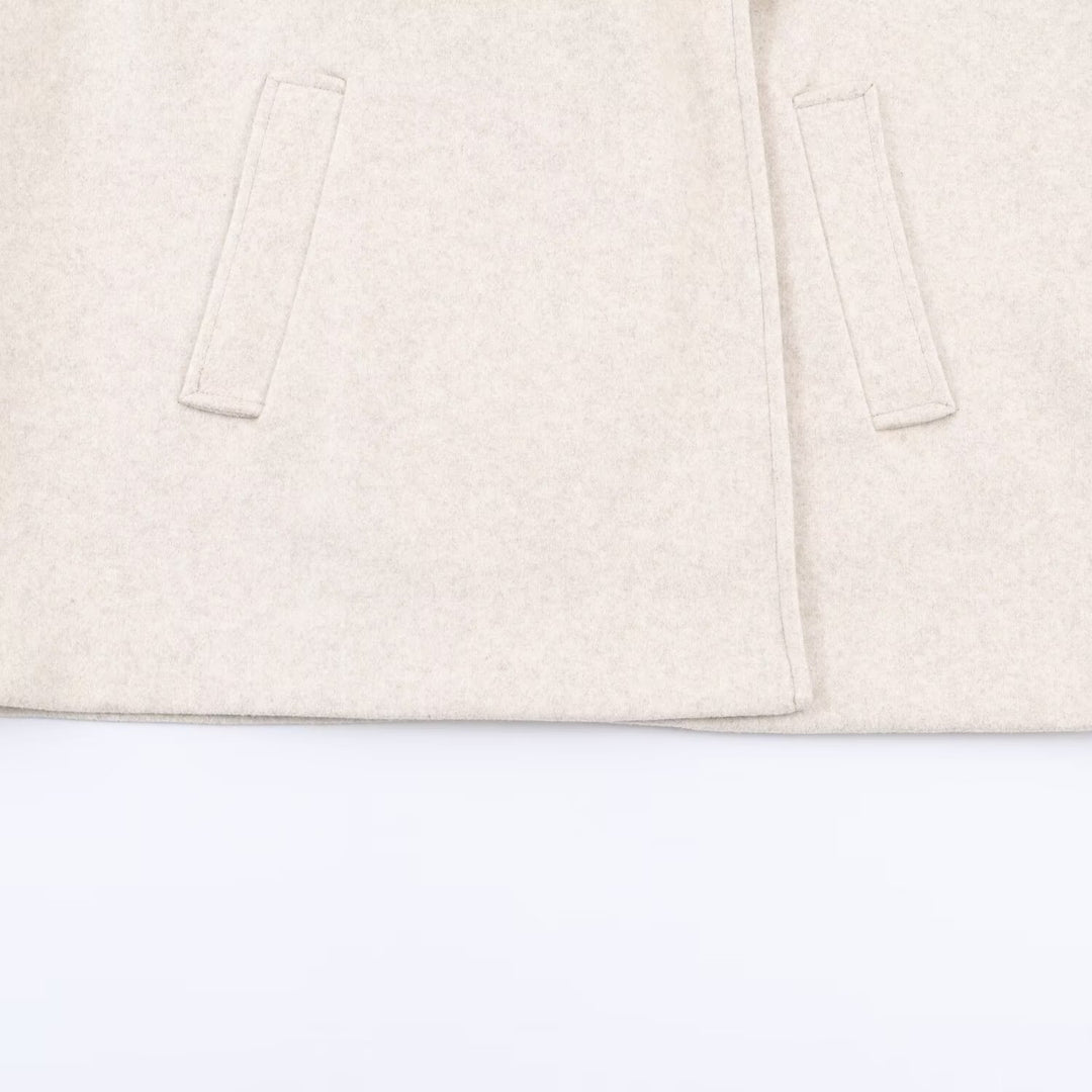 Damen Kurzer Oversize-Mantel mit üppigem Kunstfellkragen Echoarchiv