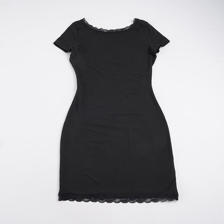 Damen Schickes Kurzarmkleid mit Spitzenbordüre Echo Archiv