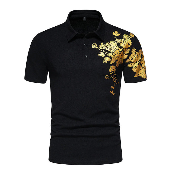 Herren Polohemd mit floraler Applikation Echoarchiv