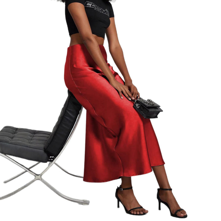 Damen Elegante und fließende Satin Maxiröcke Echo Archiv
