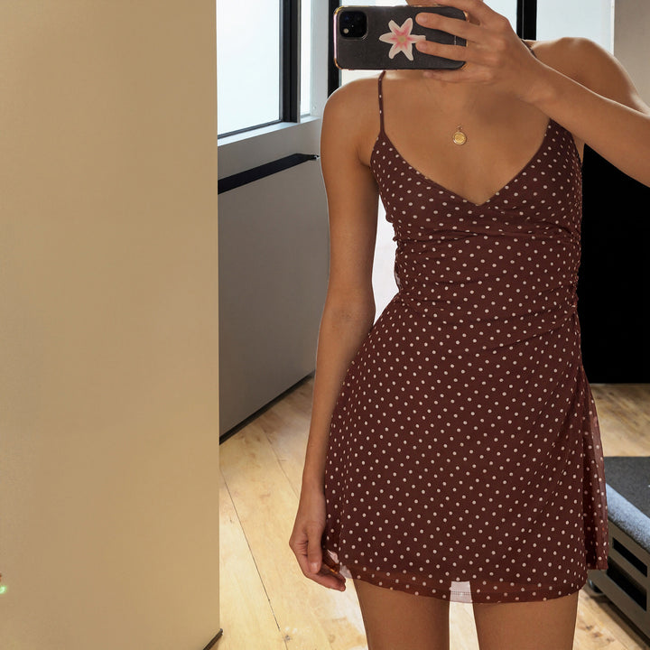 Damen Polka Dots Spaghetti-Trägertop mit leichtem Fall Echo Archiv