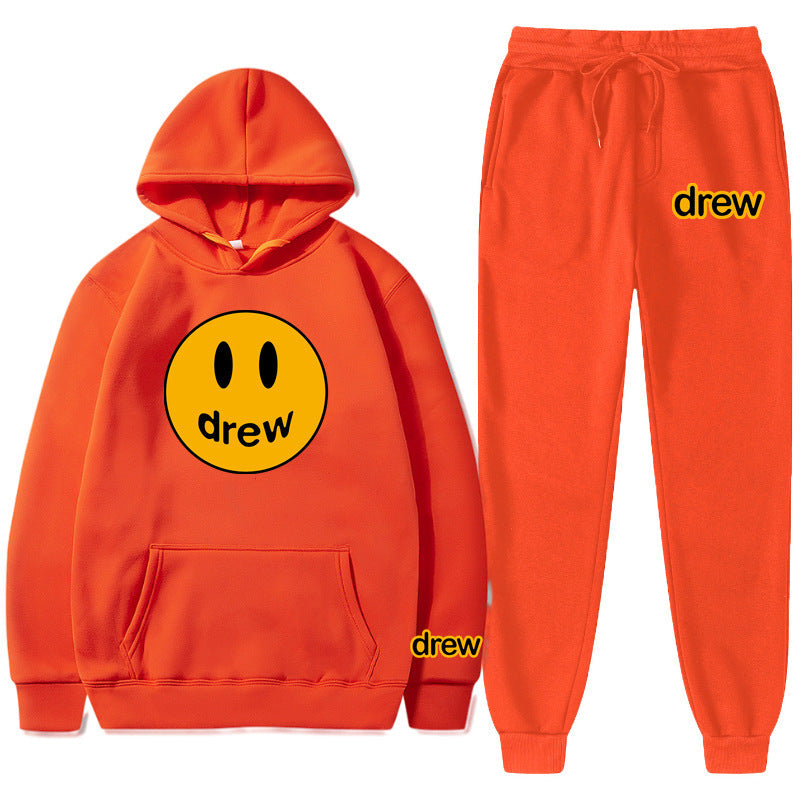 Unisex nan zweiteiliges Lounge-Set aus French-Terry mit Smiley-Print Kapuzenpullover und tapered Jogginghose Echo Archiv
