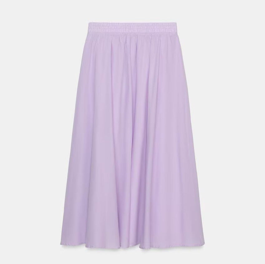 Damen Weicher A-Linien-Midirock mit elastischem Gummibund und fließender Chiffon‑Optik Echoarchiv