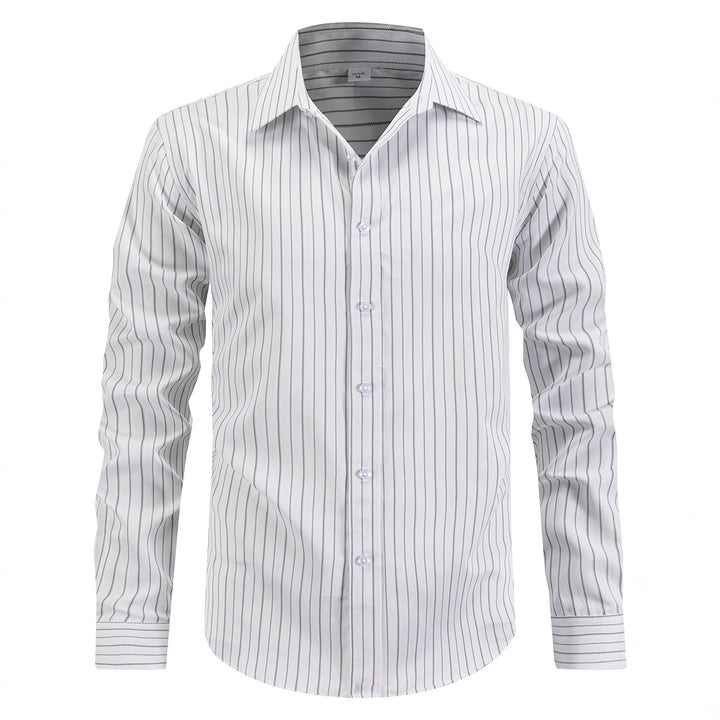 Herren elegantes gestreiftes Langarmhemd Echoarchiv