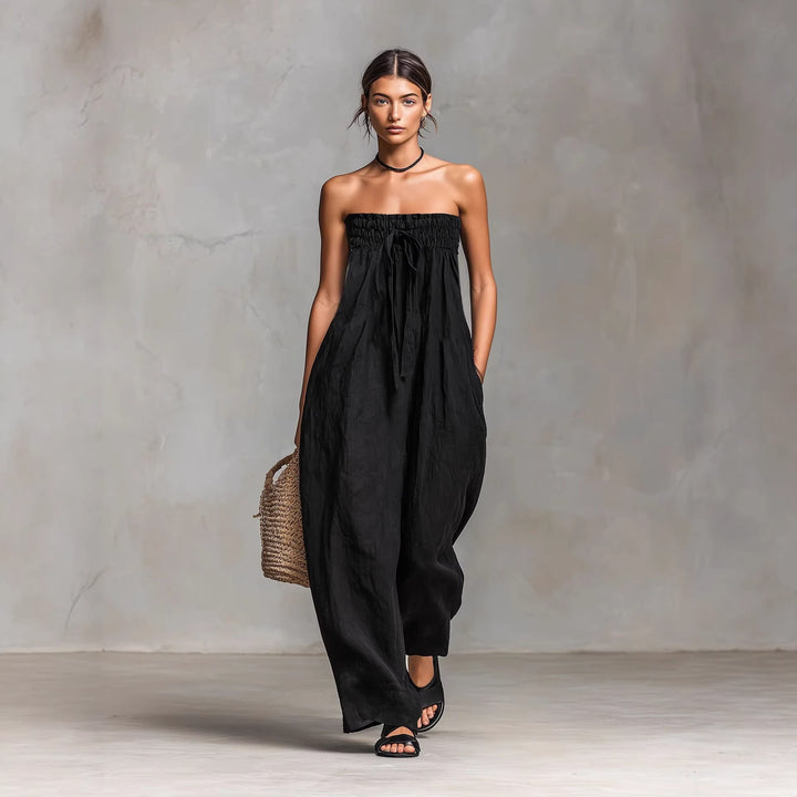 Damen Lässiges Sommer-Jumpsuit mit Raffungen und praktischen Taschen Echo Archiv