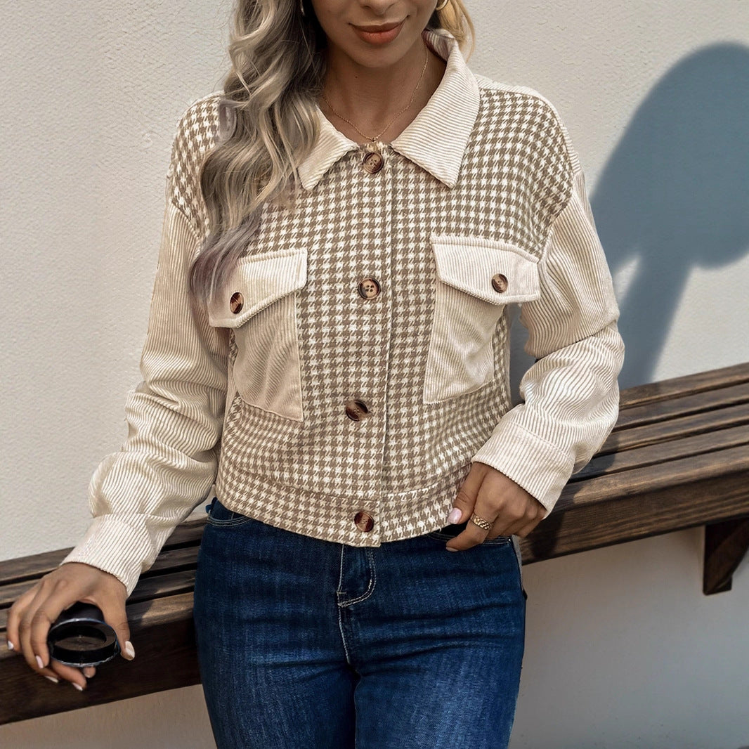 Damen Modische Cordjacke mit Karomuster Echo Archiv