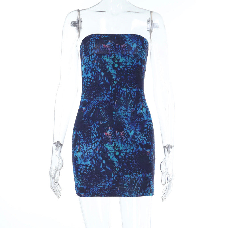 Damen schulterfreies Minikleid im aquatischem Design Echo Archiv