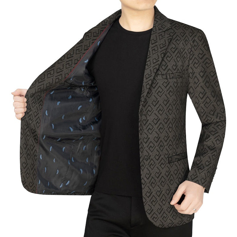 Herren Jacquard-Sakko mit geometrischer Struktur und teilgefüttertem Innenfutter – Tianoro