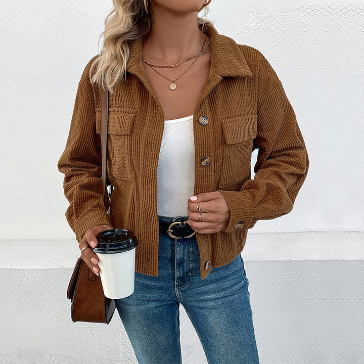 Damen Lässige Kordjacke mit Knopfleiste Echo Archiv