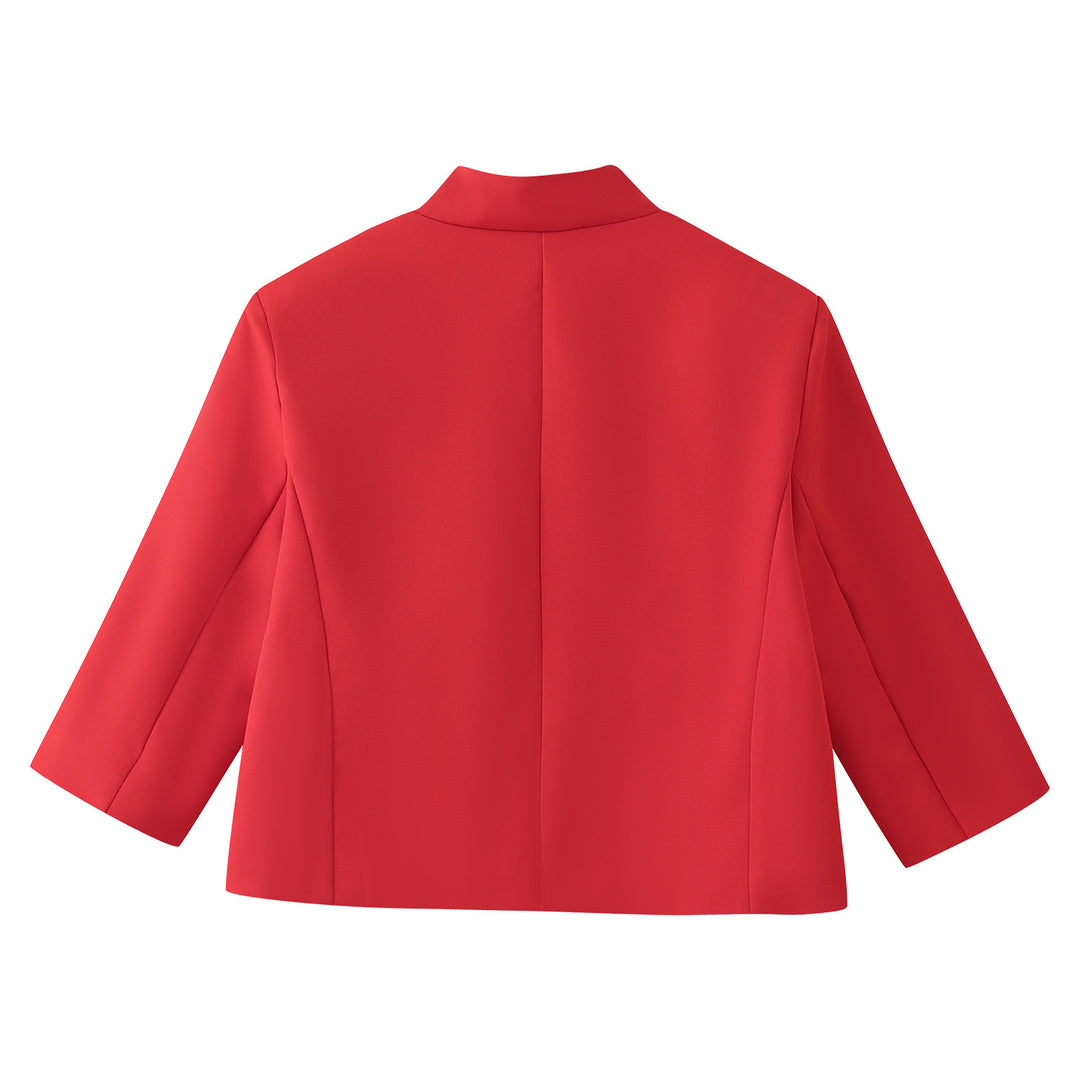 Damen Kurzblazer mit Stehkragen, kastiger Cropped‑Silhouette und Ein‑Knopf‑Verschluss Echoarchiv