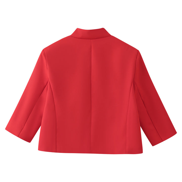 Damen Kurzblazer mit Stehkragen, kastiger Cropped‑Silhouette und Ein‑Knopf‑Verschluss Echoarchiv