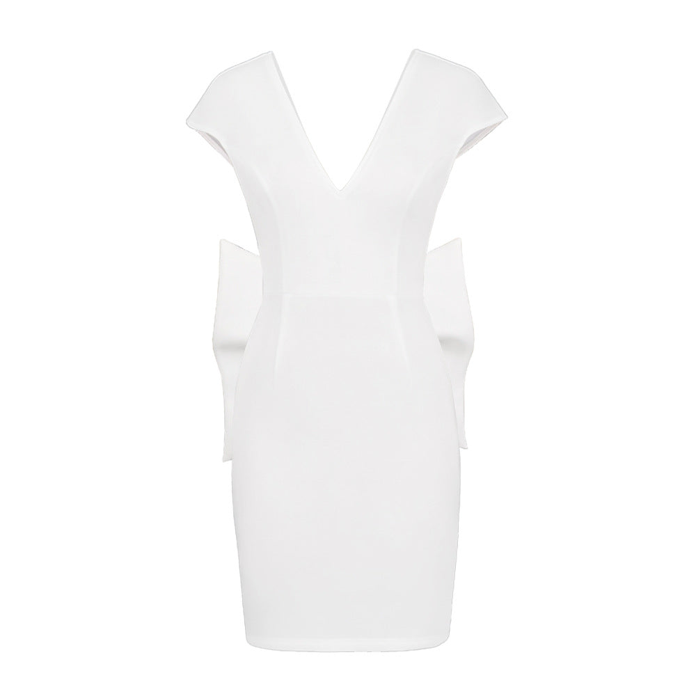 Damen figurbetontes Cocktailkleid mit elegantem V-Ausschnitt und schwingendem Saum Echo Archiv