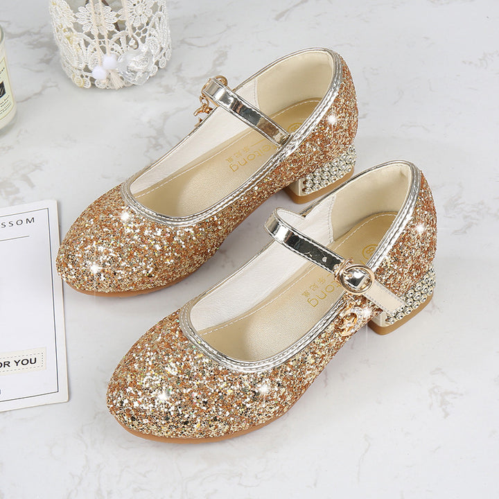 Mädchen Glitzernde Mary Jane Ballerinas mit dekorativem Riemchen und modischem Absatz Echo Archiv