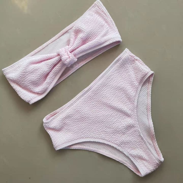 Damen Bikini-Set mit strukturierter Oberfläche und modischem Knoten Echo Archiv