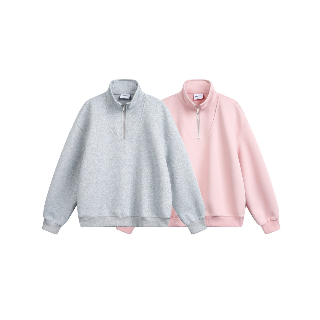 Damen Oversize Sweatshirt mit halbem Reißverschluss und Stehkragen Echoarchiv