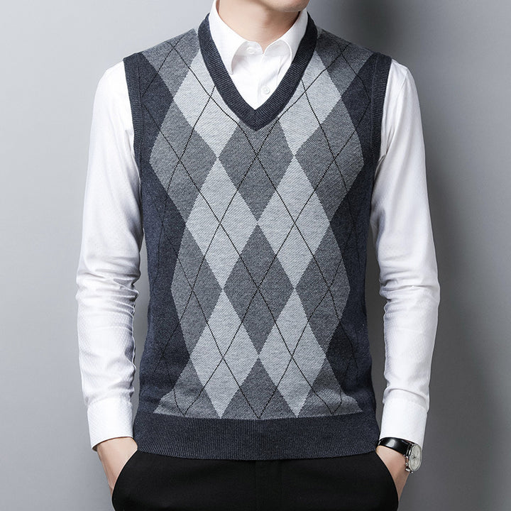 Herren elegante Argyle-Strickweste Echoarchiv