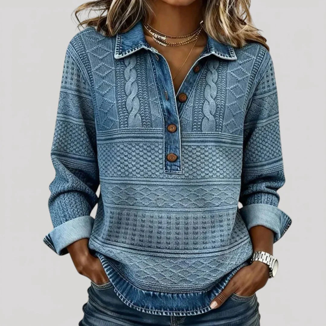Damen Modischer Pullover mit Knopfverschluss – Mavelle