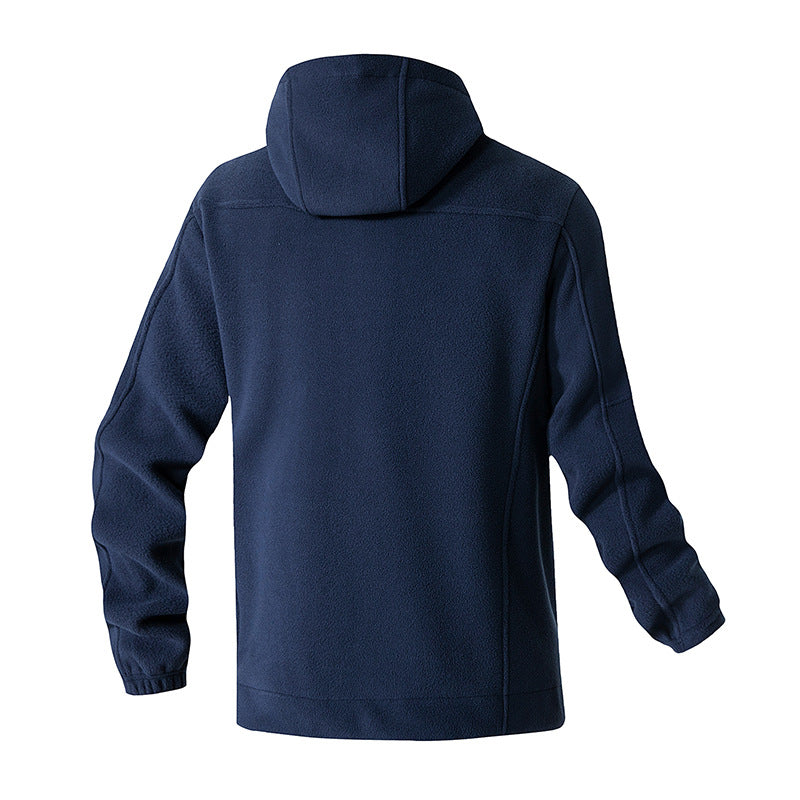 Herren technische Fleecejacke mit verstellbarer Kapuze und mehreren Reißverschlusstaschen Echoarchiv