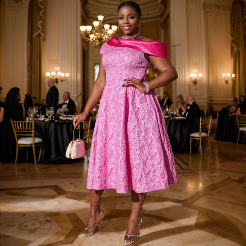 Damen Elegantes Kleid mit asymmetrischem Träger und floralem Muster Echo Archiv