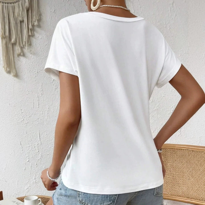 Damen nan asymmetrisches Knotenshirt mit seitlicher Drehung und verlängertem Zipfelsaum Echo Archiv