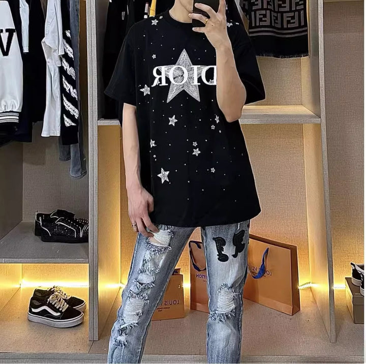 Damen Modisches Oversized T-Shirt mit Sternenmotiv Echoarchiv
