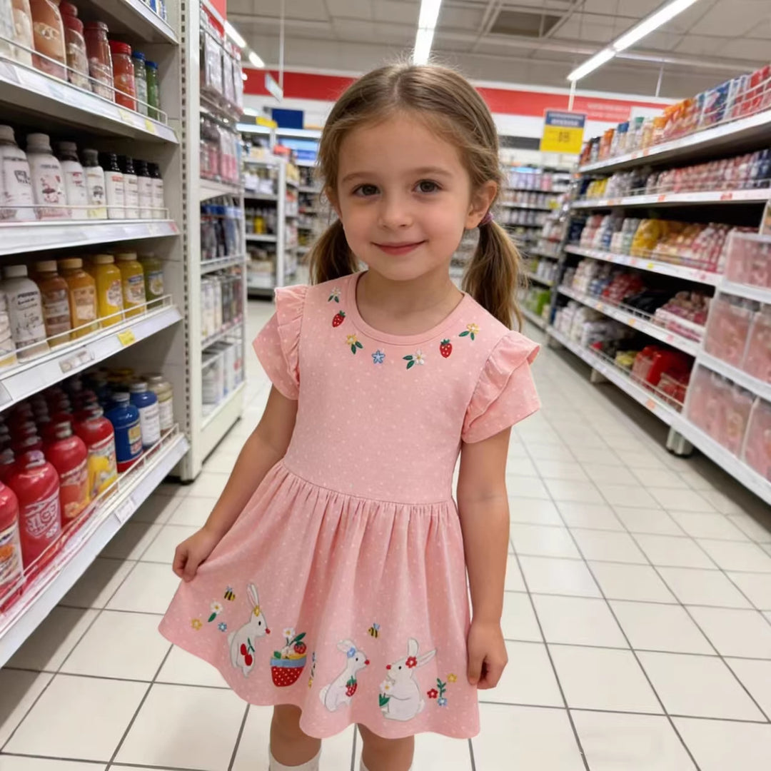 Mädchen Tüllkleid mit niedlichen Hasen- und Blumenstickereien Echo Archiv