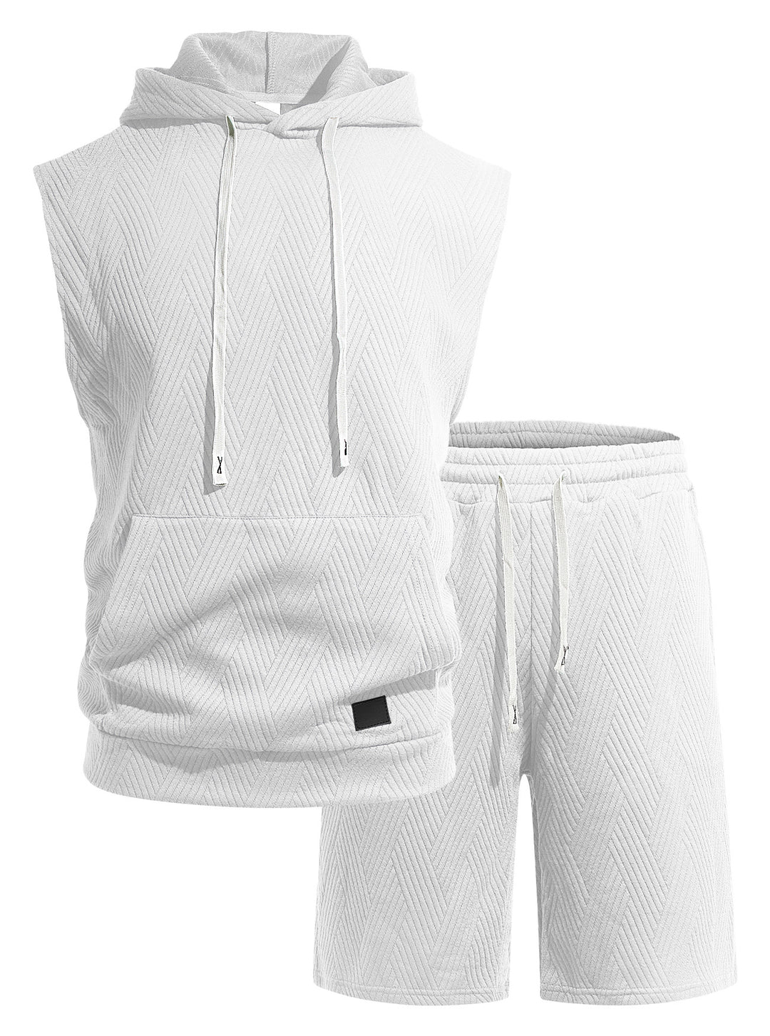 Herren nan ärmelloses Kapuzen-Lounge-Set aus strukturierter Baumwollmischung mit Kängurutasche und elastischer Freizeithose Echo Archiv