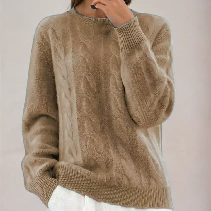 Damen Kuscheliger Zopfmuster-Feinstrickpullover mit legerer Passform – Mavelle