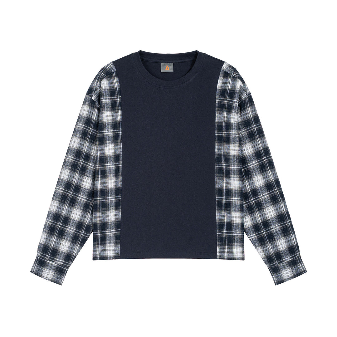 Herren Langarmshirt im Lagenlook mit karierter Flanell-Einsätzen Echo Archiv