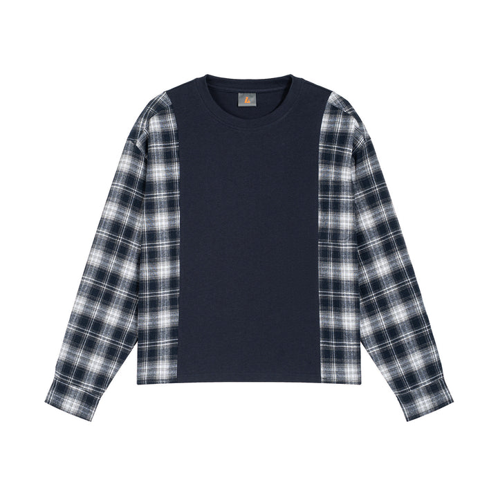 Herren Langarmshirt im Lagenlook mit karierter Flanell-Einsätzen Echo Archiv