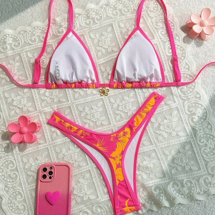 Damen Triangel-Bikini mit floralem Design und verstellbaren Trägern Echo Archiv
