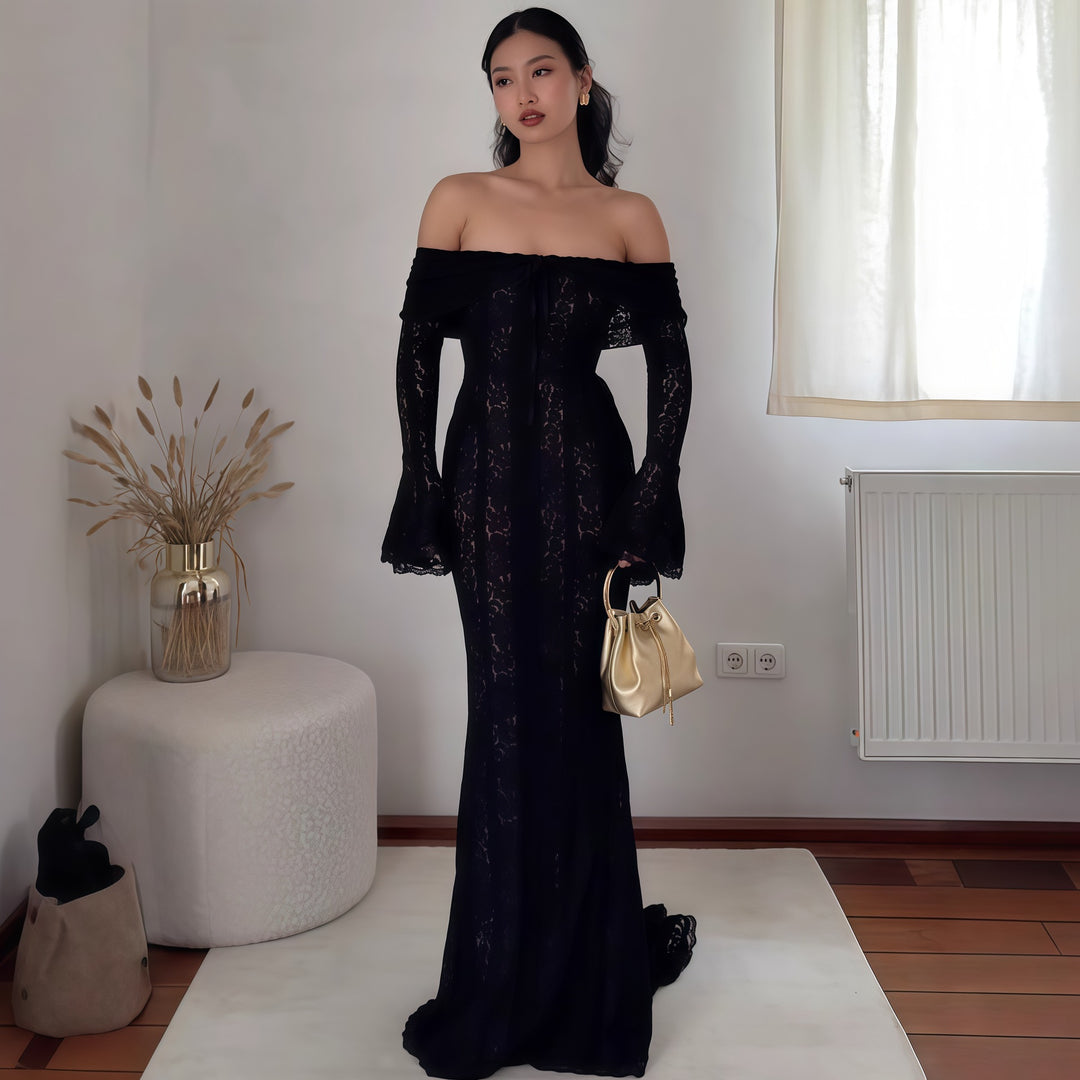 Damen Elegantes Spitzenkleid im figurbetonten Schnitt mit Off-Shoulder Design Echo Archiv