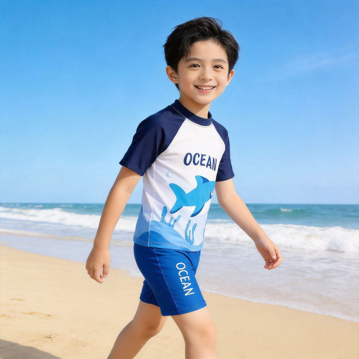 Jungen UV-Schutz Schwimmanzug mit kurzen Ärmeln Echo Archiv
