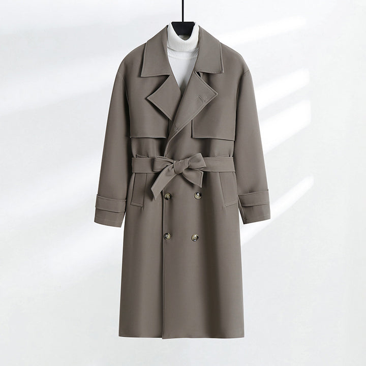 Damen taillierter Doppelreiher-Trenchcoat mit Bindegürtel und Schalkragen Echoarchiv