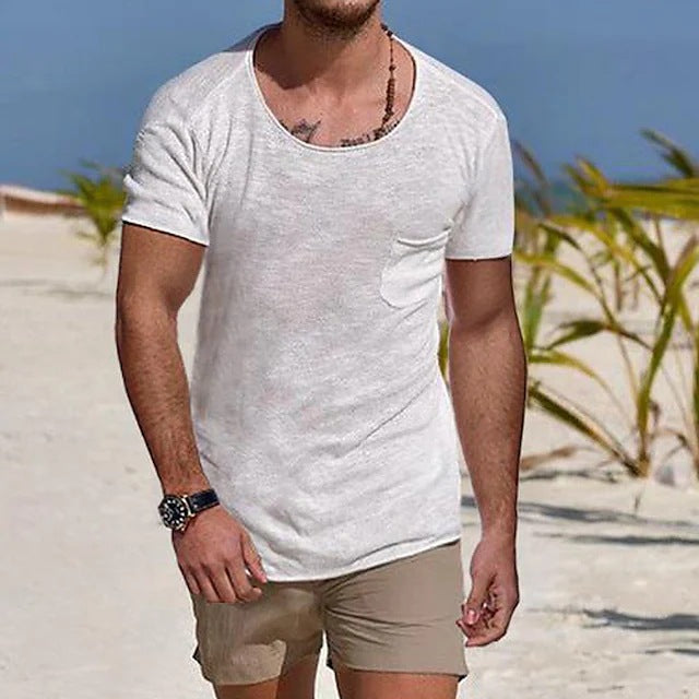 Herren lässiges Rundhalsshirt mit Brusttasche und modernem Schnitt Echoarchiv