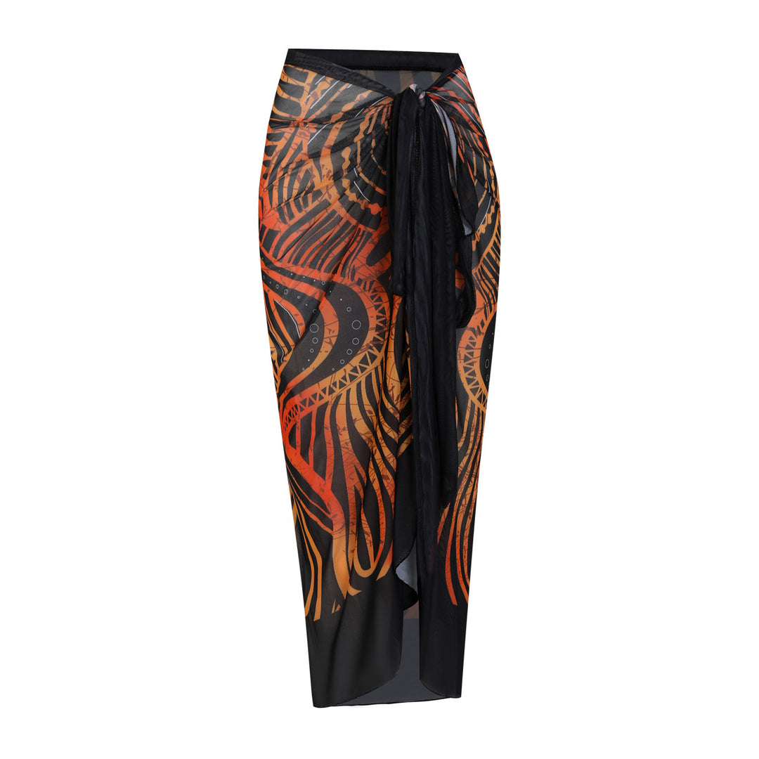 Damen Strandumhang mit buntem Muster und eleganten Schnürdetails Echo Archiv