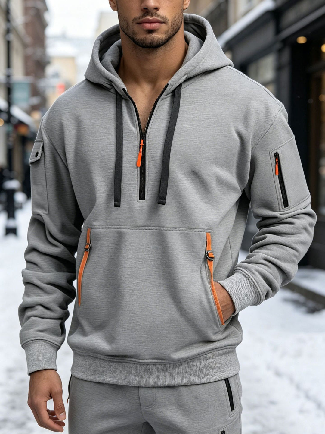 Herren Sportliche Kapuzenjacke mit seitlichen Reißverschlusstaschen – Cavarno