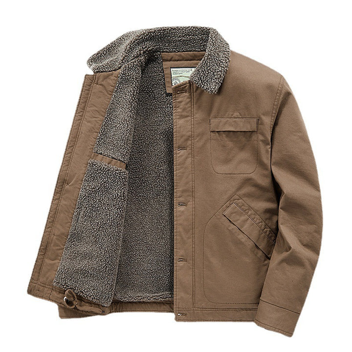 Herren gefütterte Canvas-Arbeitsjacke mit Sherpa‑Innenfutter und Hemdkragen Echo Archiv