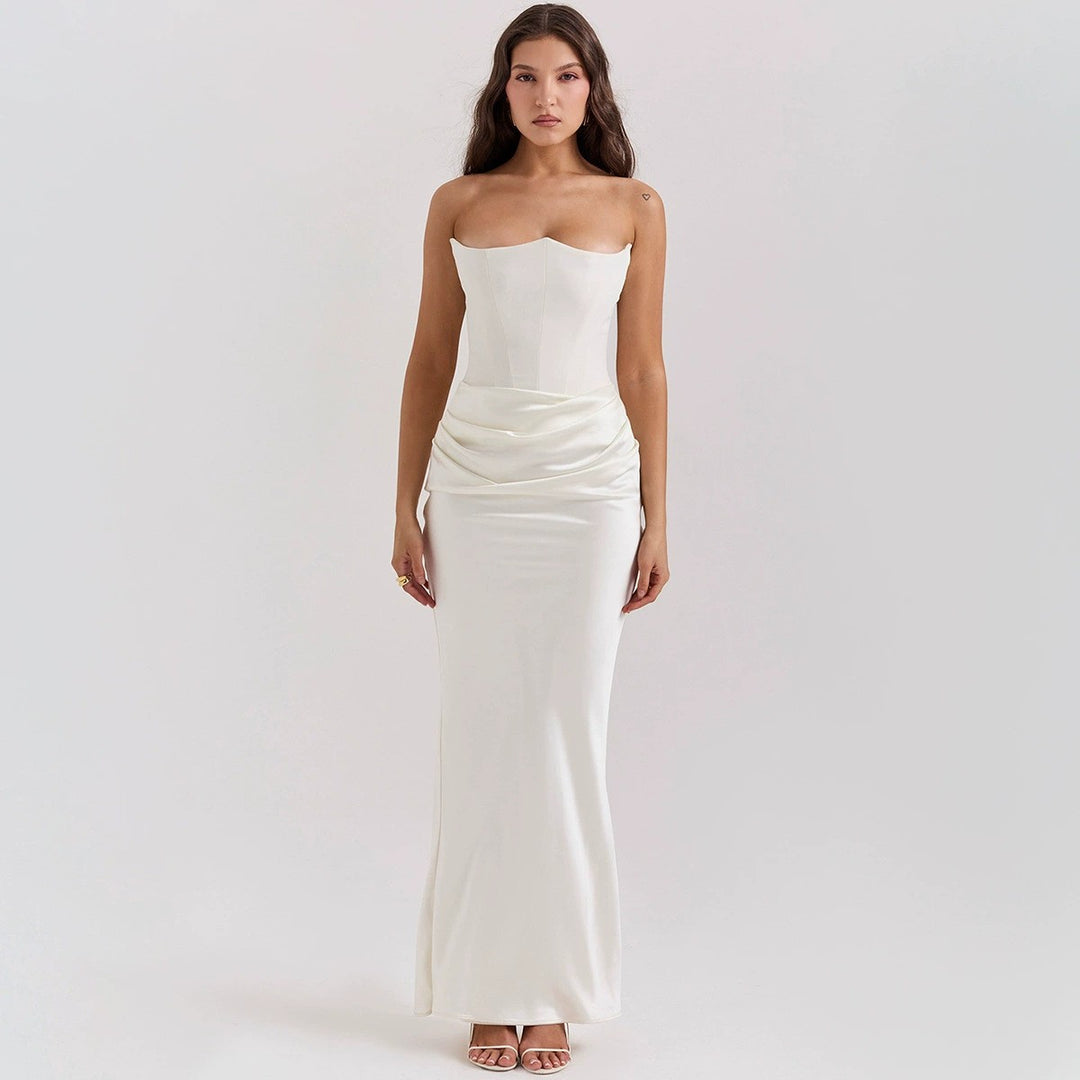 Damen nan trägerloses Korsagen-Abendkleid mit konturierter Miederkonstruktion und eleganter Hüftdrapierung Echo Archiv