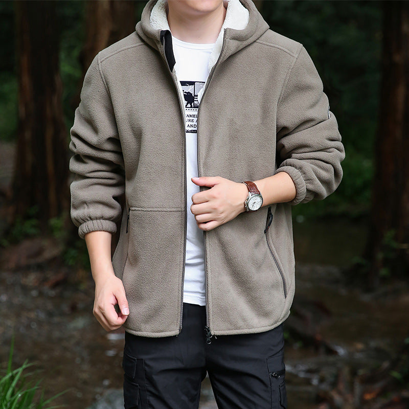 Herren Kapuzen-Fleecejacke mit Sherpa-Innenfutter, Zwei-Wege-Reißverschluss und windabweisender Front Echo Archiv