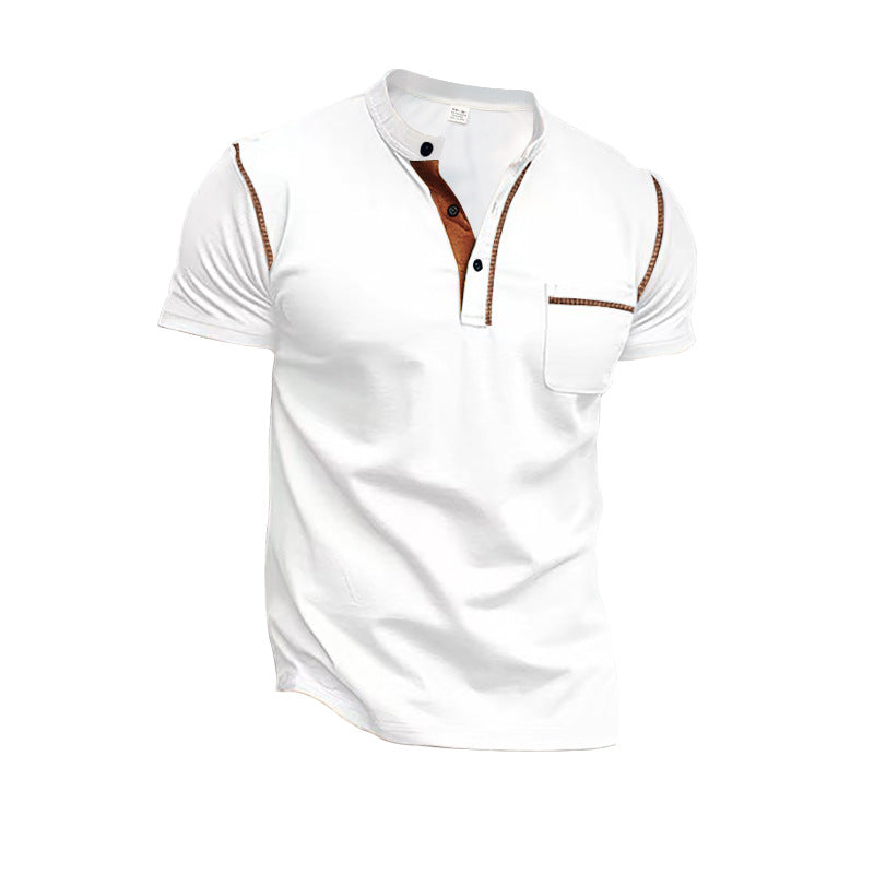 Herren Kurzarm-Henley-Shirt mit modischen Akzenten Echoarchiv