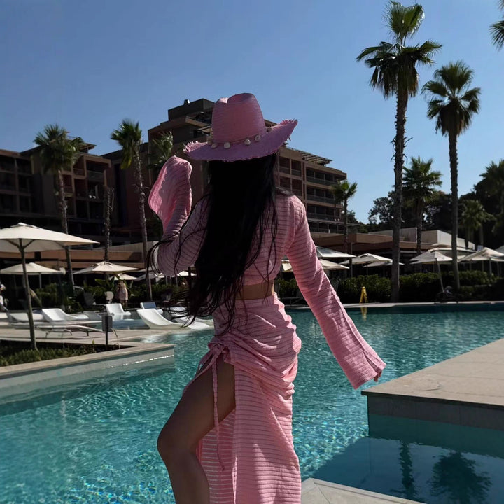 Damen bezauberndes strandtaugliches Outfit mit Cropped Top und Maxiröcke Echo Archiv