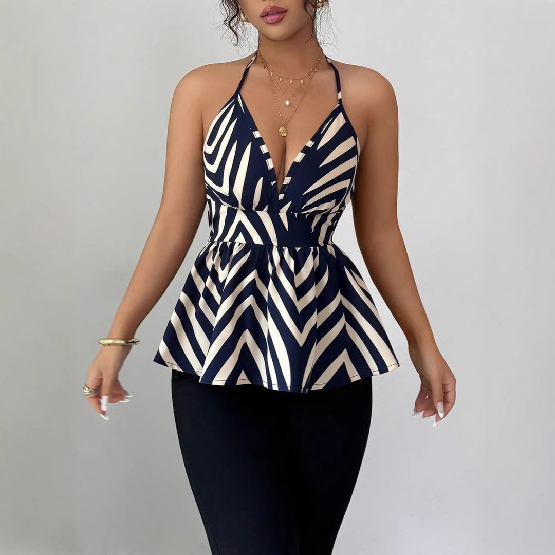 Damen Peplum-Top mit dekorativem V-Ausschnitt Echo Archiv